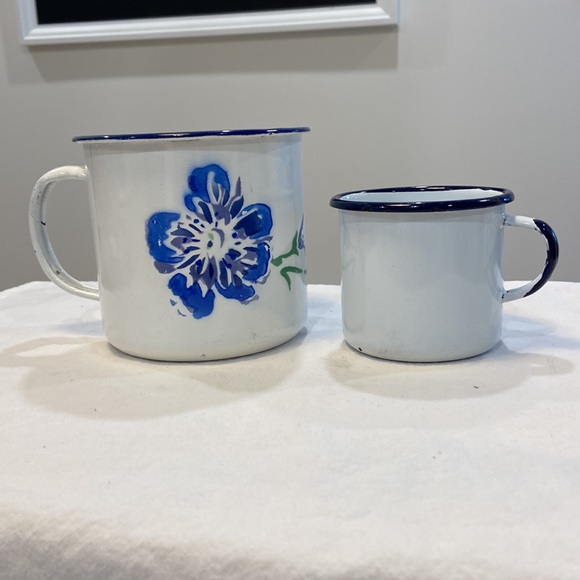 April Cornell Other - APRIL CORNELL Vintage Enamelware  Flower Mug 14oz plus bonus child's enamel mug
